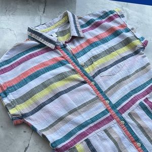 Cotton Striped Button Up Maxi Dress